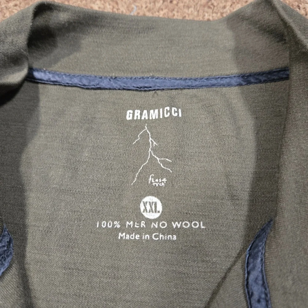 Gramicci Hiking Pullover Merino Wool Mens XXL Green‎ 1/4 Zip Flash Tech Gorpcore